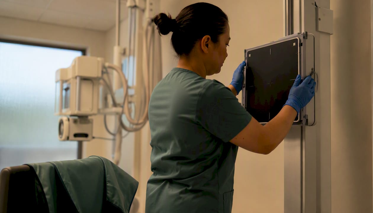 Chest X-ray setup for immigration medical exam