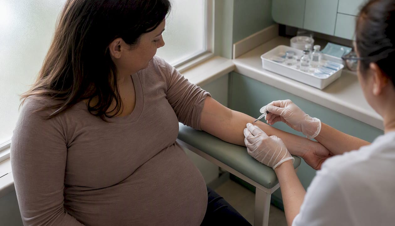 Pregnant woman getting TB skin test injection