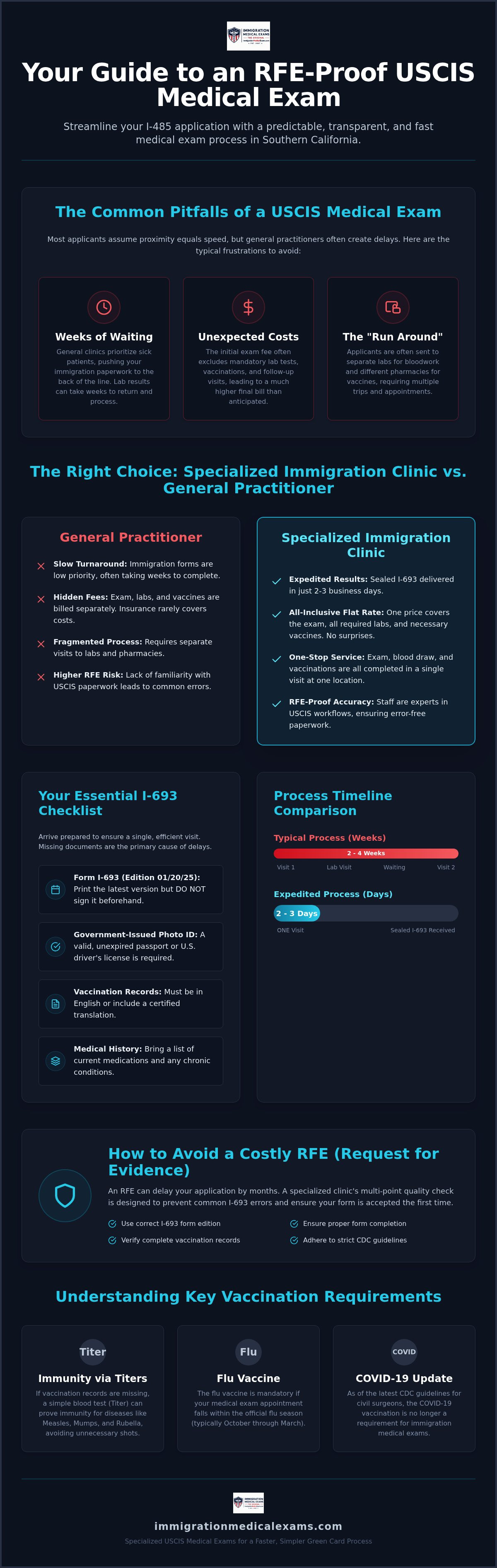 Infographic: USCIS Medical Exam San Bernardino: Your Complete I-693 Checklist & Guide (2026)